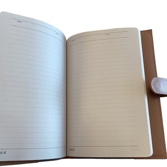 Kikki.K A5 Leather Notebook Holder With Pocket Signature VINTAGE ROSE NWT - Picture 9 of 12